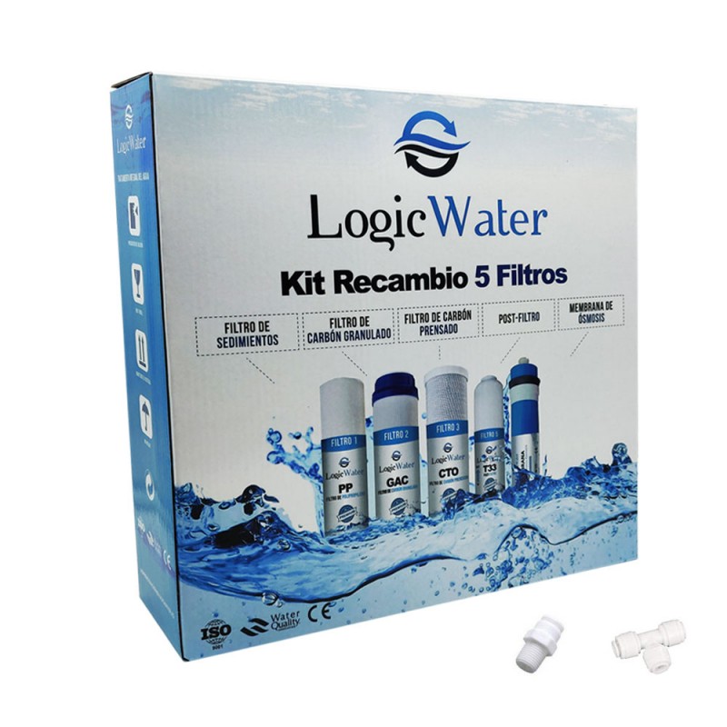 LogictWater - Kit Recambios 5 Filtros Osmosis Inversa